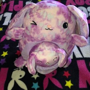 New Squishmallows Purple Tie-Dye Bunny Plush Stuffed Animal Cute Winking Rabbit